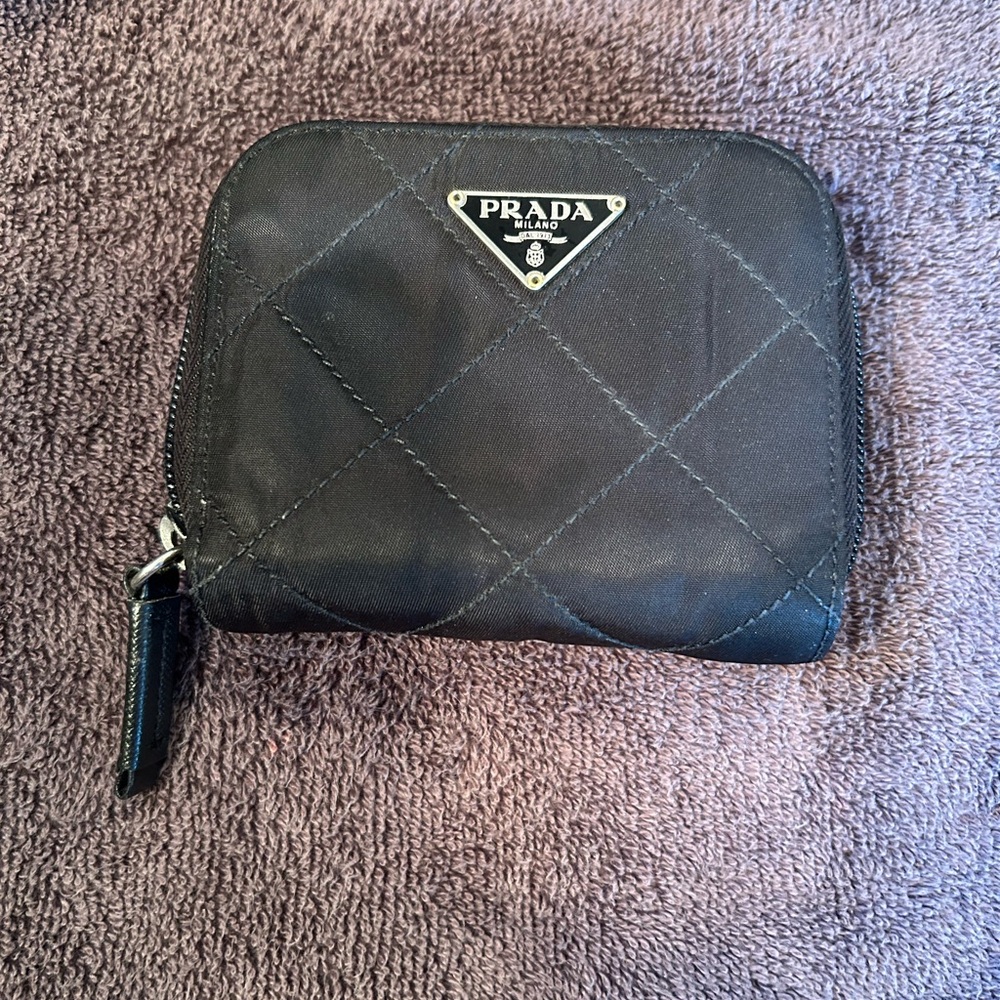PRADA Nylon 🖤Black Quilted Zip Around Wallet 💯% Authentic
